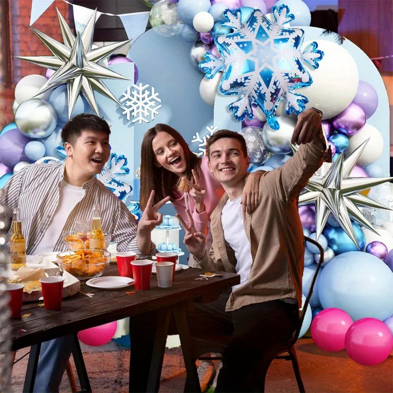 108PCS Snow Balloon Wreath Arch Kit, Christmas Winter Party Birthday Anniversary Holiday Celebration Theme Event Decoration