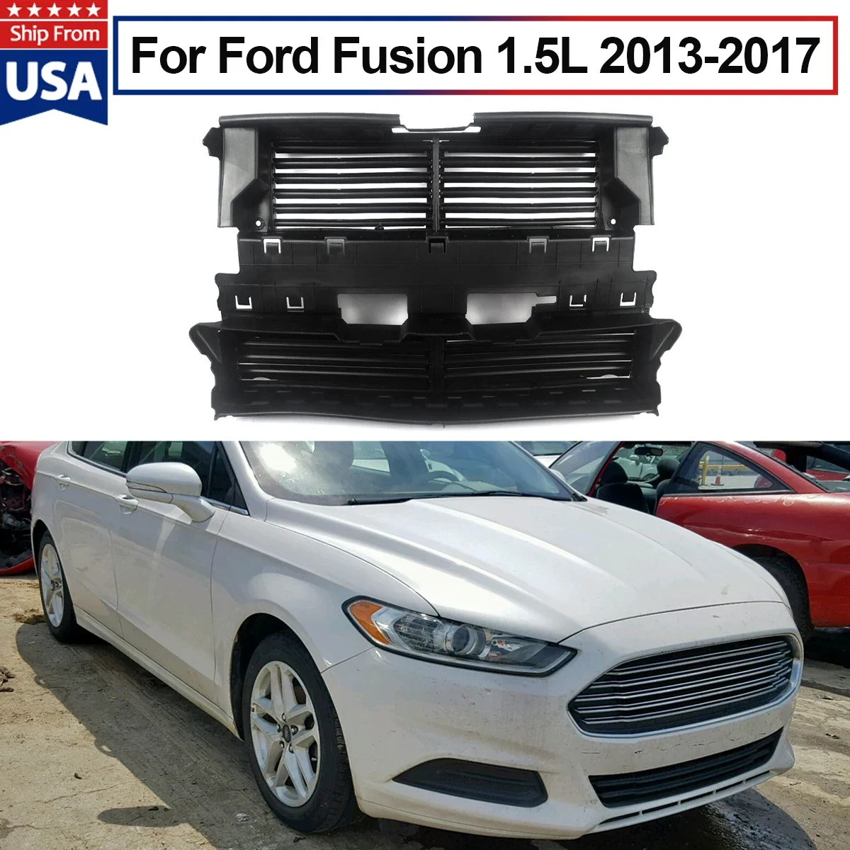 For 2013-17 Ford Fusion 1.5L Front Grille Radiator Air Control Shutter Assembly