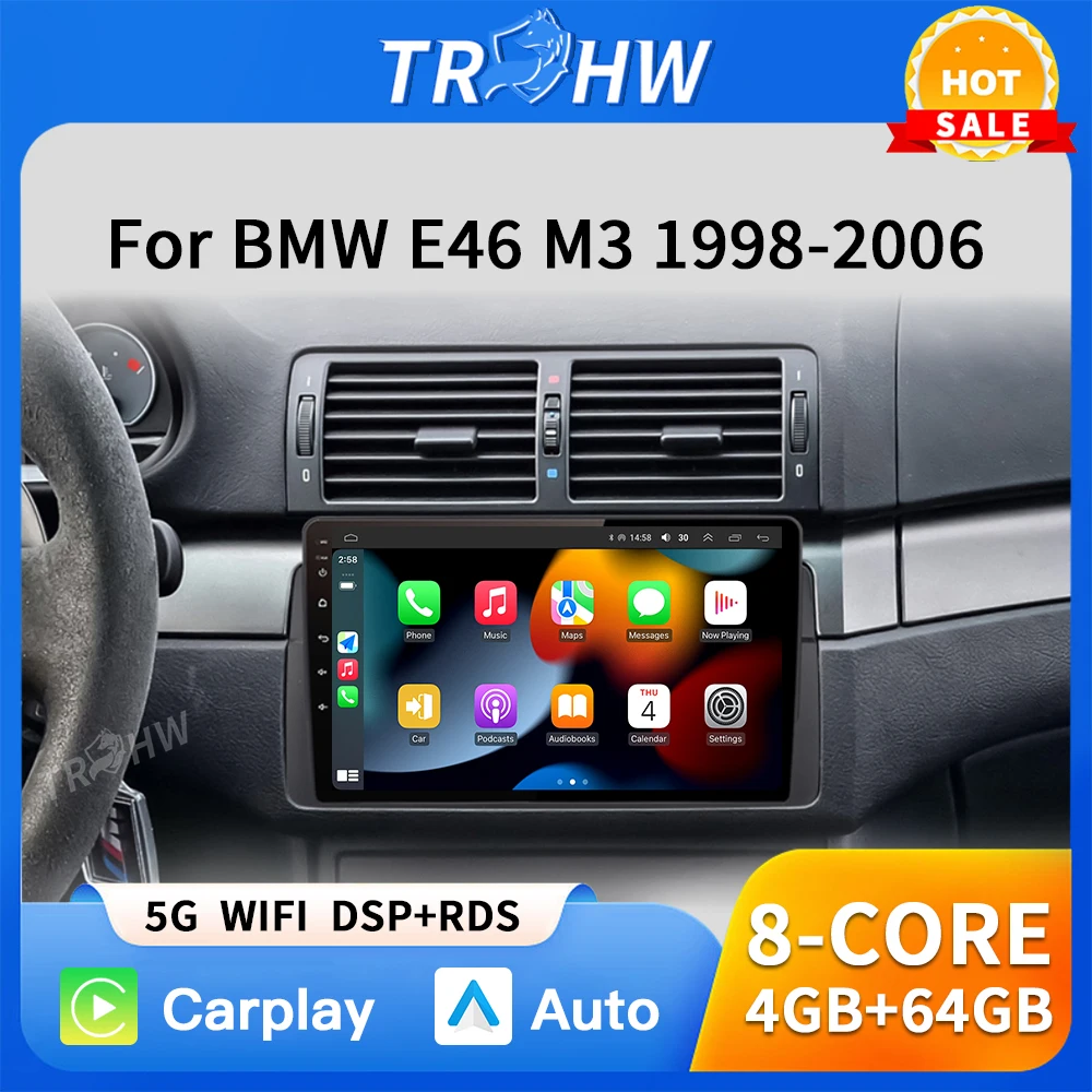 

Android 13 Wireless Carplay Auto Car Radio Stereo Multimedia Player For BMW E46 M3 318 320 325 330 335 1998-2006