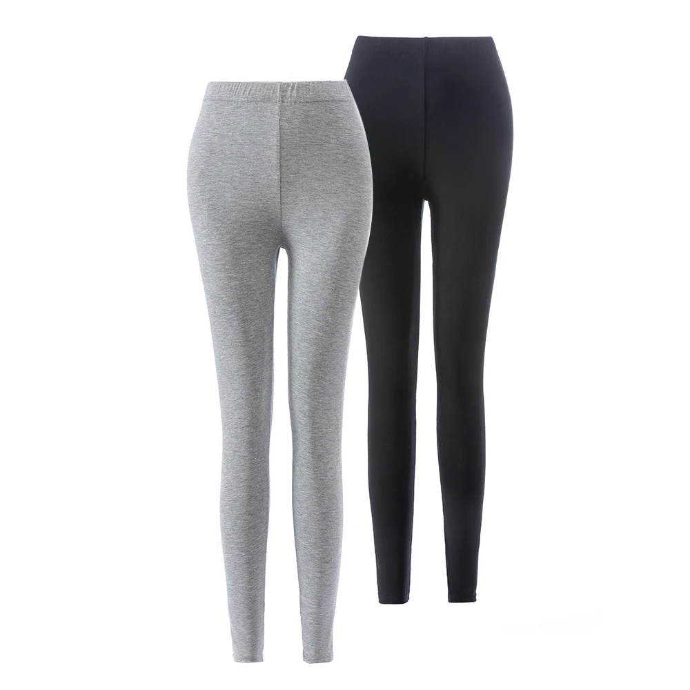 Two-piece women leggings light gray and black tight spring and autumn outer wear slim trousers