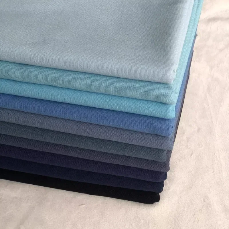 Summer Soft Linen Cotton Fabric Textile Viscose By The Meters for Clothes Shirt Dress Sewing Thin Cloth Breathable Green Blue