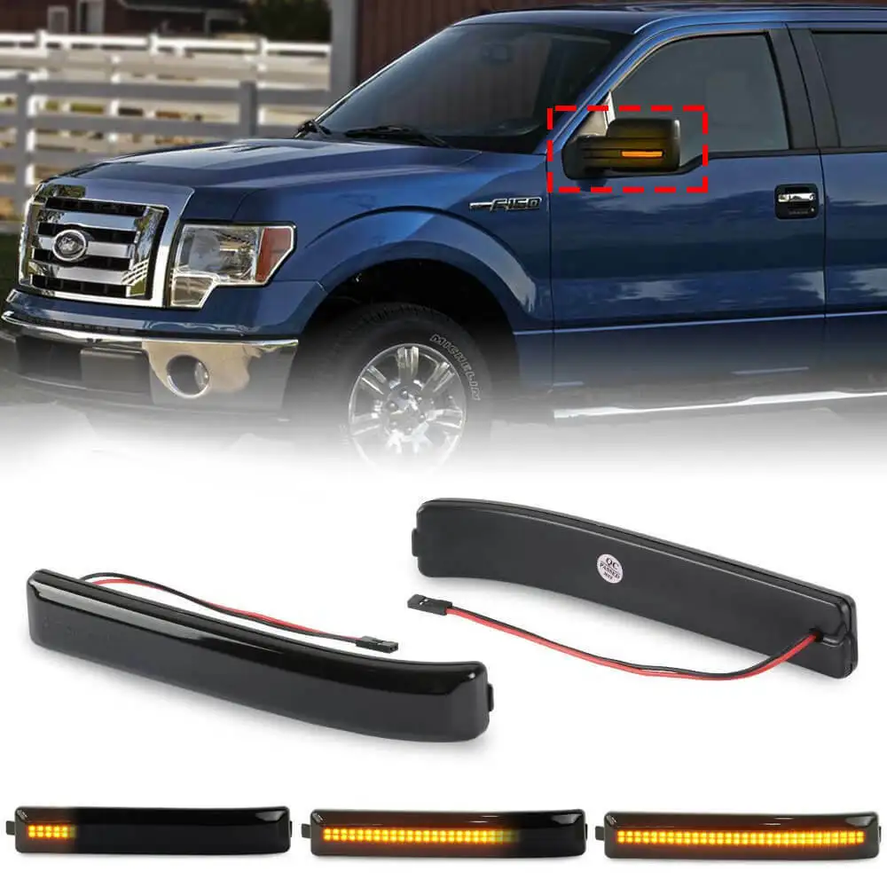 

LED Dynamic Side Mirror Turn Signal Lights For Ford F150 F-150 2009-2014 SVT Raptor 2010-2014 Sequential Lamp Blinker Indicator