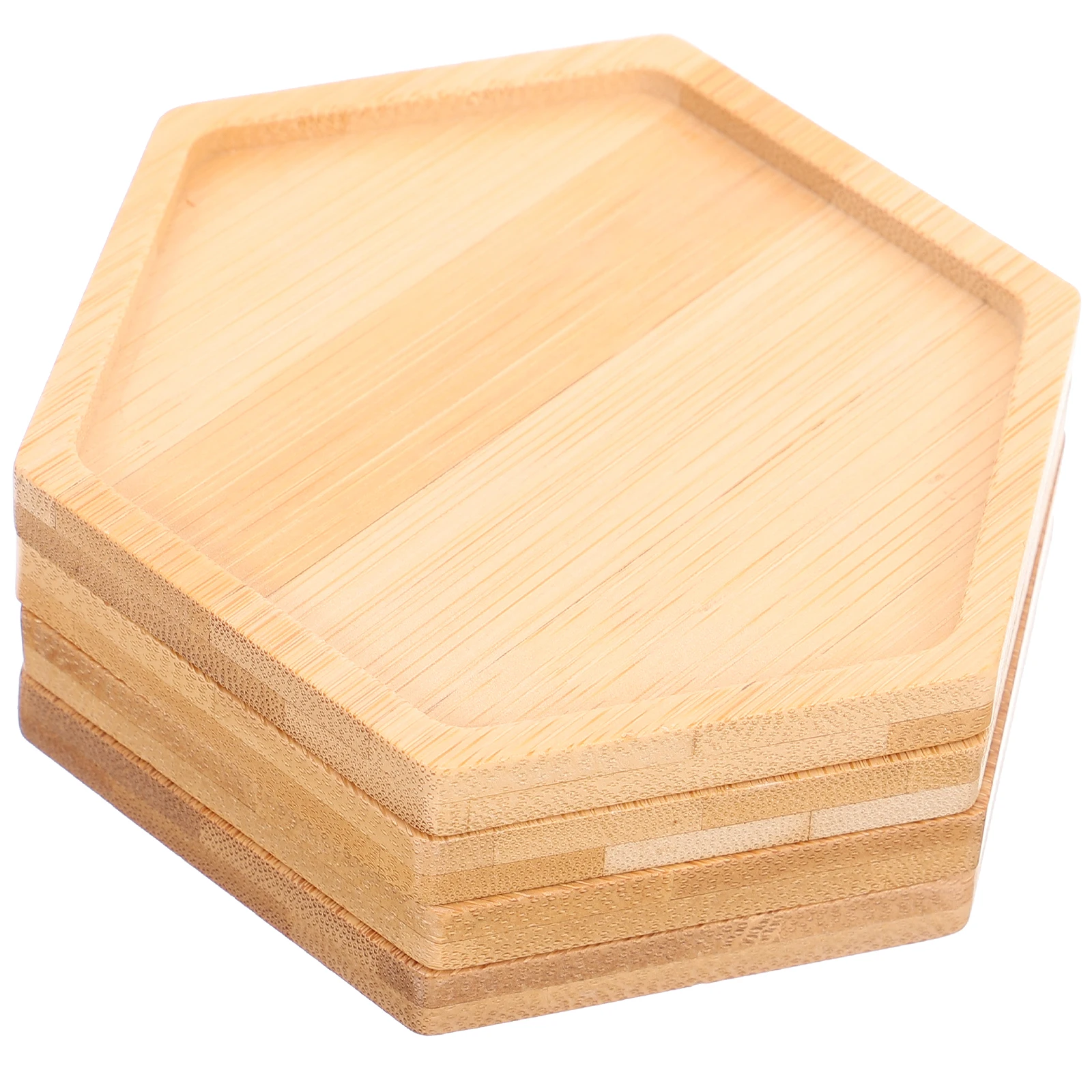 

4pcs Bamboo Hexagonal Coasters Wooden Heat Insulation Cup Mats Non-Slip Drink Coasters Reusable Tableware for Home Decor Wood