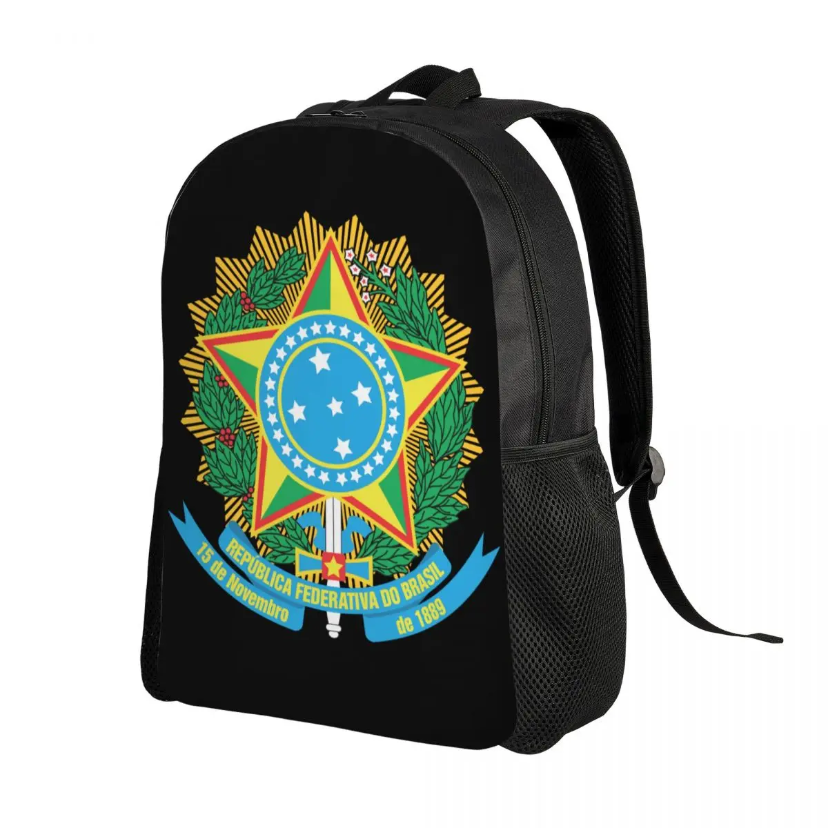 3D Printing Brazil National Emblem Backpacks for Girls Boys Brazilian Map And Flag School Bags Bookbag Fits 15 Inch Laptop