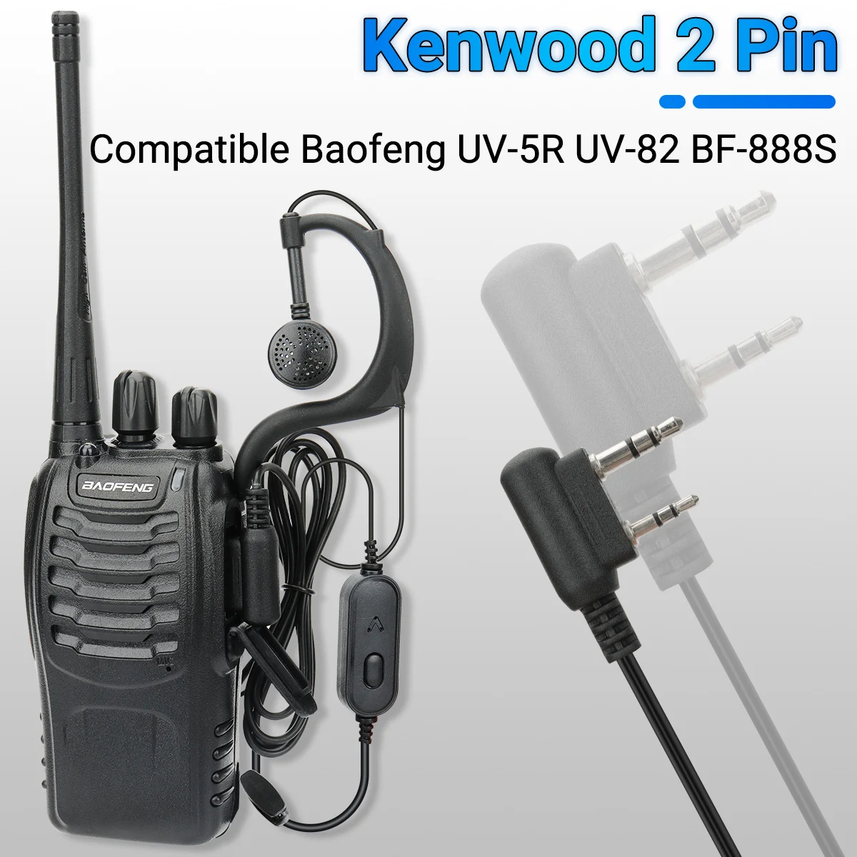 Baofeng PTT Mic Kopfhörer Walkie Talkie Ohrhörer Headset für UV-5R BF-888S UV 13 17 21 Pro 5RH CB Zweiwegradio – Detail 8