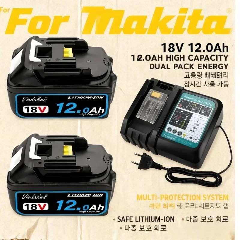

18V 12.0Ah Rechargeable Lithium-ion Battery, for Makita Cordless Power Tool DDF487 DTW700 DGA405 DTD173 DJV182 HR140Z Battery
