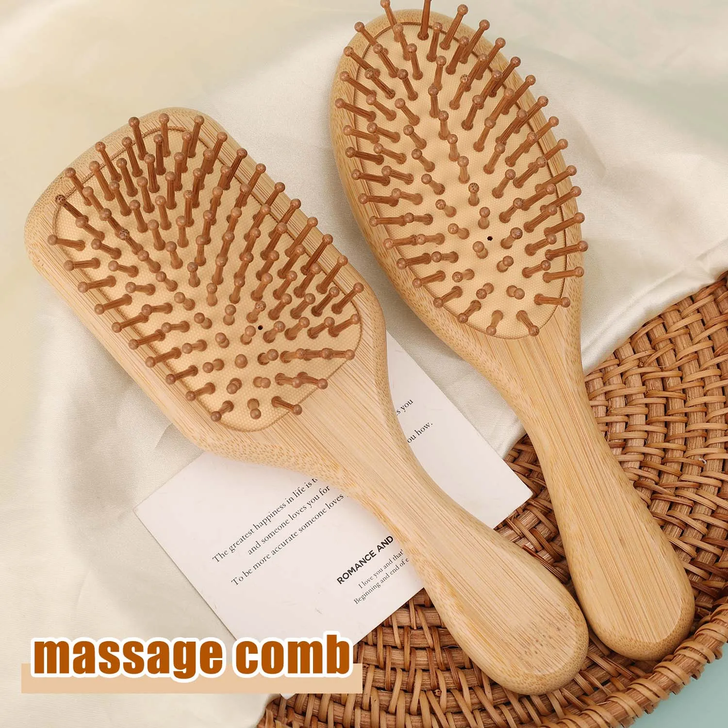 

Расческа из натурального бамбука на воздушной подушке, массажная расческа для кожи головы, антистатическая расческа без спутывания, ручная работа для распутывания мужчин/женщин, инструменты для укладки