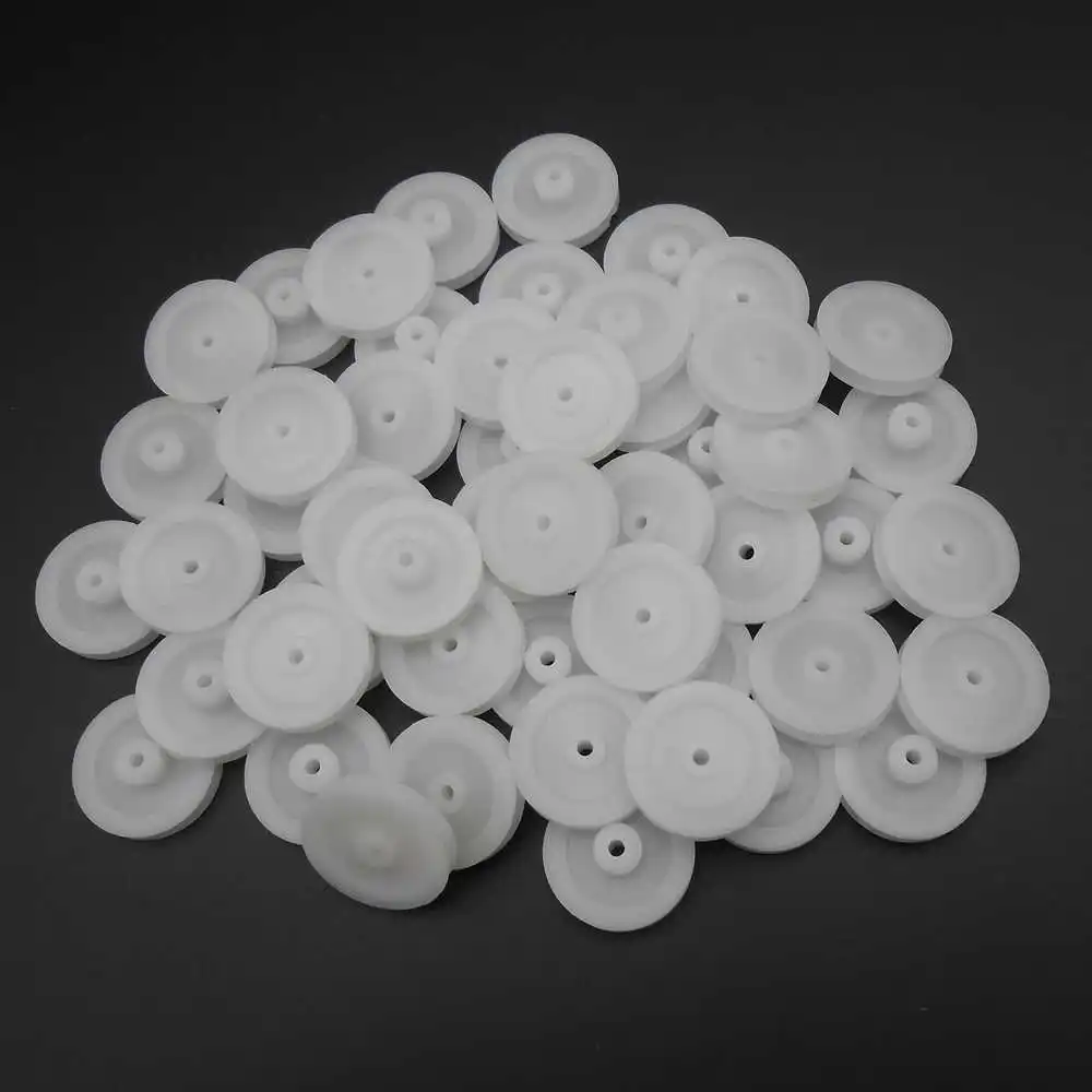 

50Pcs/Lot 182A Plastic Pulley - 18MM Outer Dia, 2MM Shaft Bore Hole (1.95MM Tight Fit) 5.6MM Height Model Motor Wheels for DIY