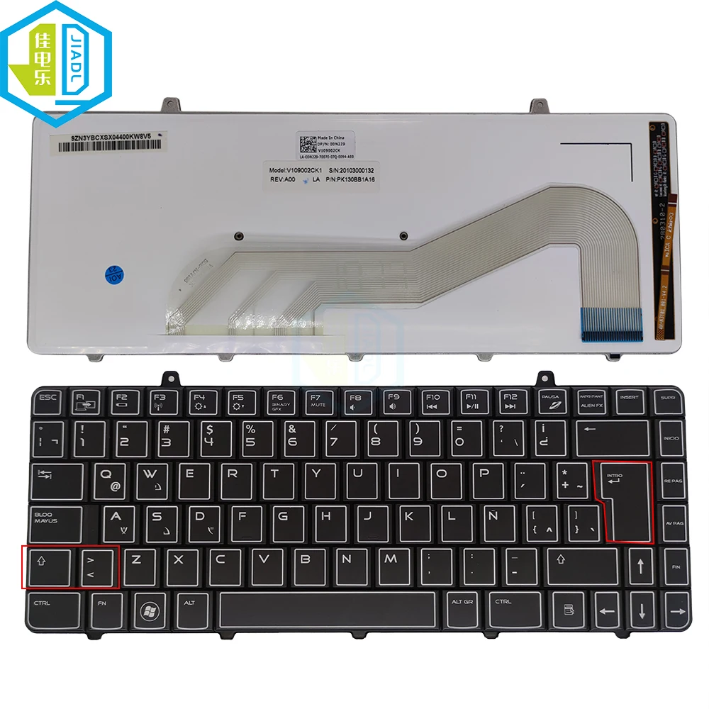 

Latin Fit Spanish Backlight Keyboard For Dell For Alienware M11X R1 AM11X R1 0DN229 DN229 Backlit Keyboards Notebook PC Teclado