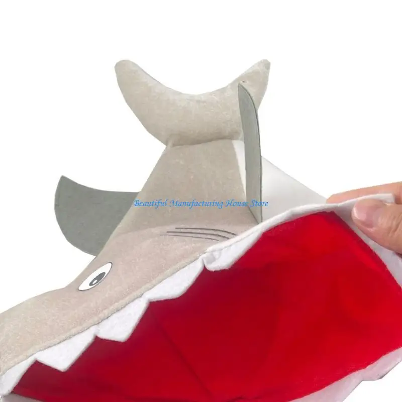 

E56A Large Hat for Adult Halloween Shark Cosplay Hat Dress-up Party Photography Props Cartoon Oversized Cosplay Beanie
