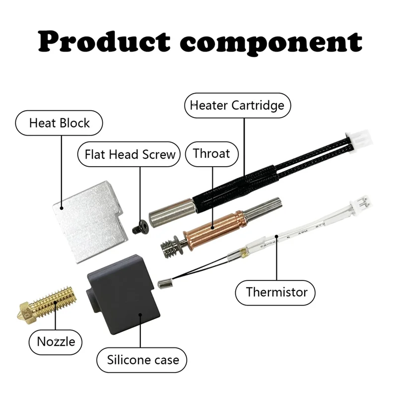 

Hotend для Kobra 3, комбинированный комплект экструдера с печатающей головкой, нагревательный блок, нагревательный картридж, термистор с дополнительной 2, силиконовая крышка