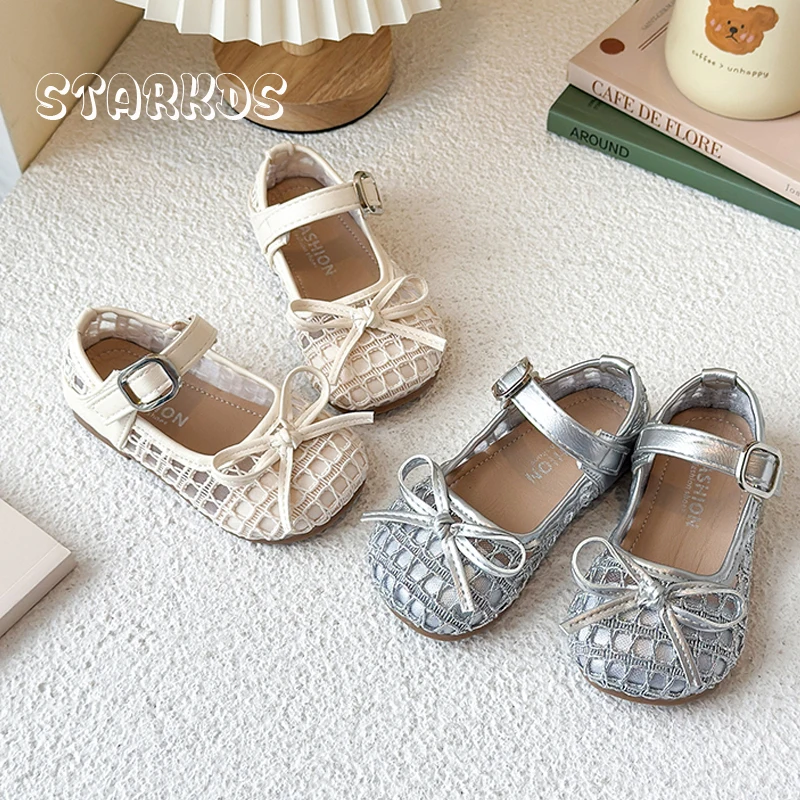 

Crochet Lace Mesh Ballet Flats Kid Girl Summer Hollow Out Design Fishnet Ballerinas Baby Child Wedding Party Princess Dress Shoe