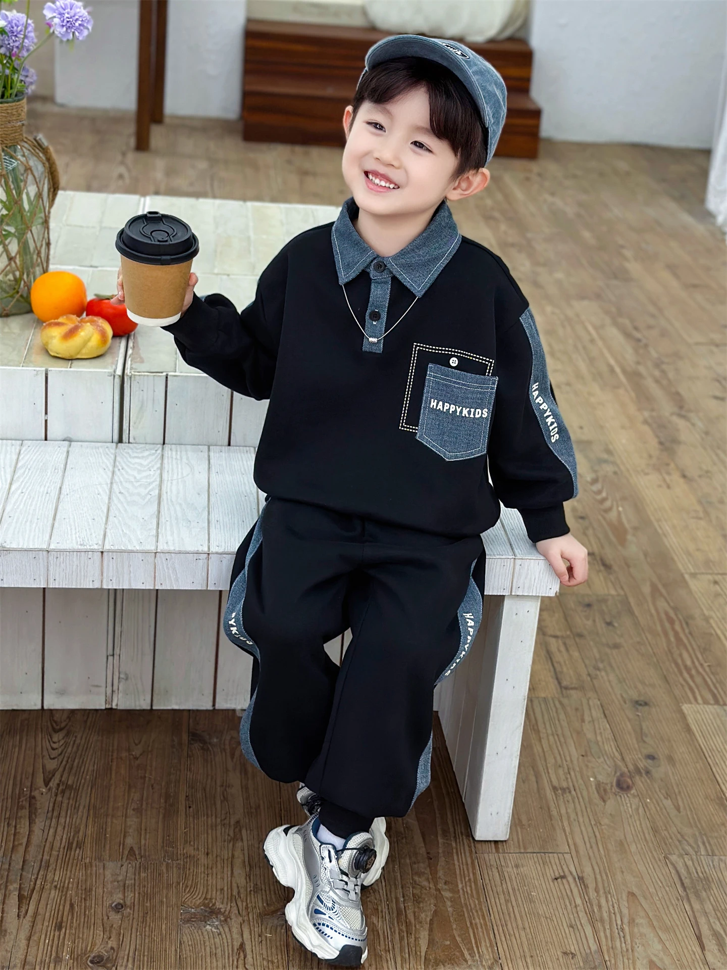 

Комплект одежды для мальчиков, весенне-осенняя модная спортивная одежда с длинными рукавами из смесовой хлопковой ткани, подходит для подростков, повседневная спортивная одежда