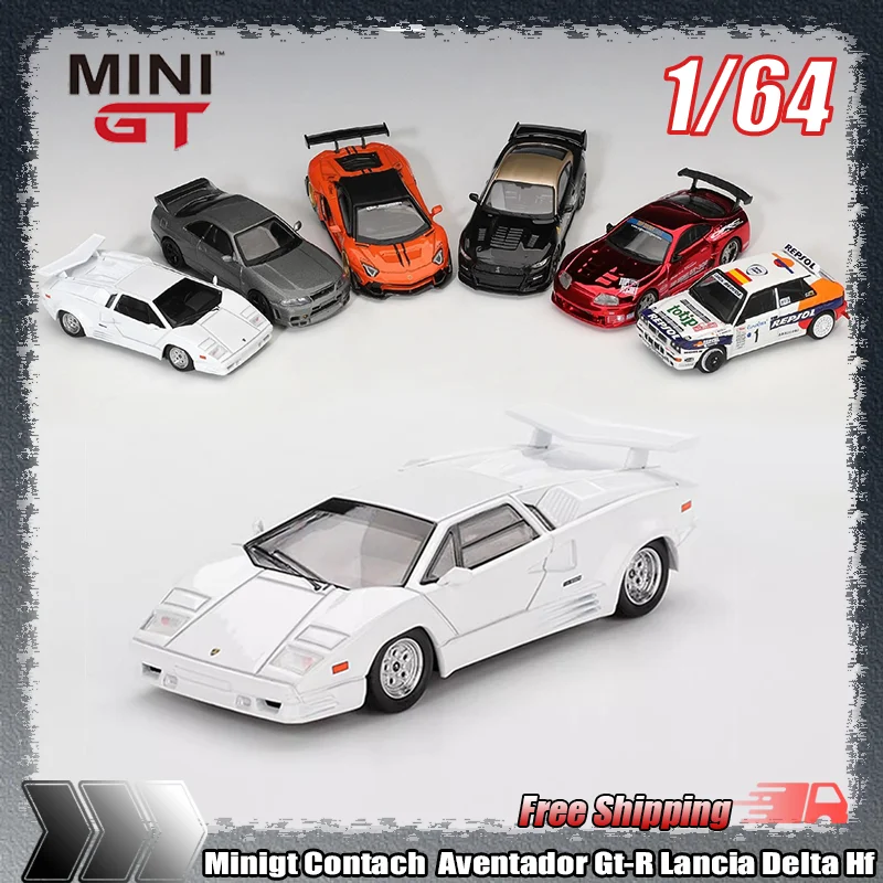 미니GT 1:64 콘타치 25주년 기념 아벤타도르 LBWK 포드 쉘비 GT500 GT-R 란치아 델타 HF 시뮬레이션 합금 다이캐스트 모델 장난감