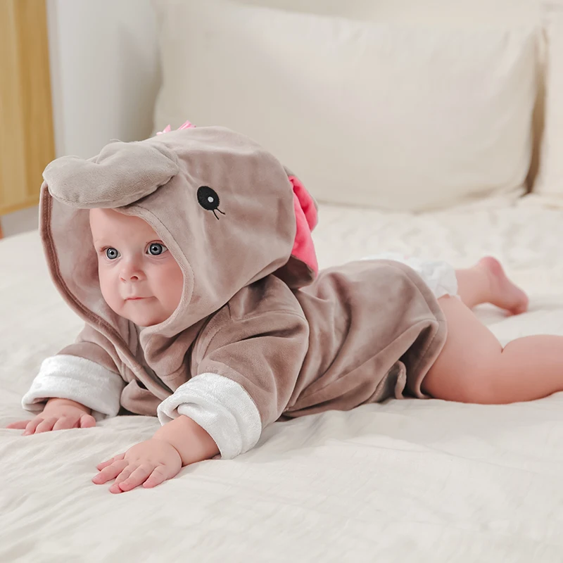 New Elephant Hooded Baby Bathrobe Soft Baby Bath Towel Bathrobe Blanket Pajamas Children Winter Children Boys Girls