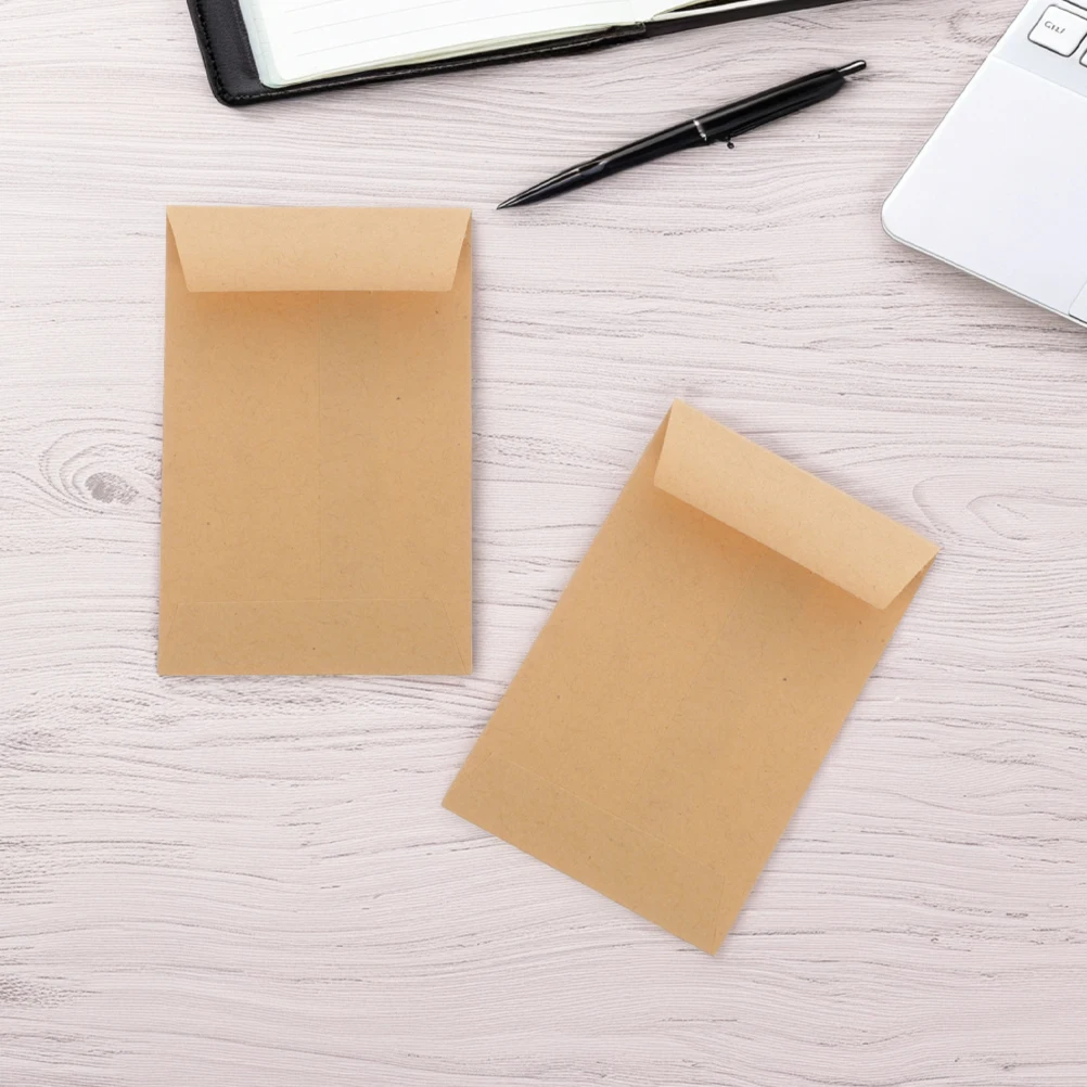 50pcs Envelopes 3 54 x 2 36 Inches Self Sealing Self Sealing Envelopes For Storage Brown Kraft Paper for Storing Cash Jewelry