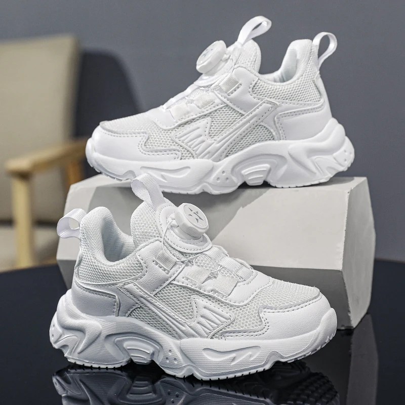 

Белые детские повседневные кроссовки для мальчиков и девочек, кожаные кроссовки для бега на открытом воздухе, дышащие сетчатые кроссовки для детей, школьные прогулочные спортивные кроссовки с противоскользящей подошвой