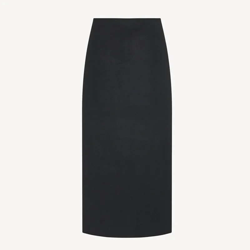 R0W 2023 Autumn and Winter New Women\'s Half skirt Minimalist Style High Waist Slim Slim Split Over Knee and Hip Skirt