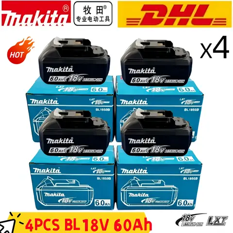 6Ah 100% Original Makita 18V Battery BL1860B Rechargeable Lithium-Ion Battery for Makita 18V Power Tools Replace the Battery.