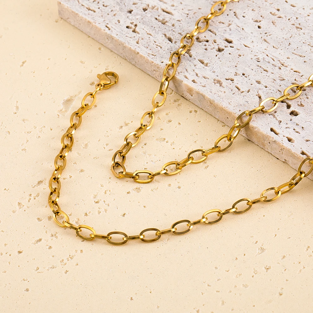 1pc Personalised Necklace Bracelet Set Stainless Steel Frame Link Chain Lobster Clasp for Women Jewelry Making Birthday Gifts