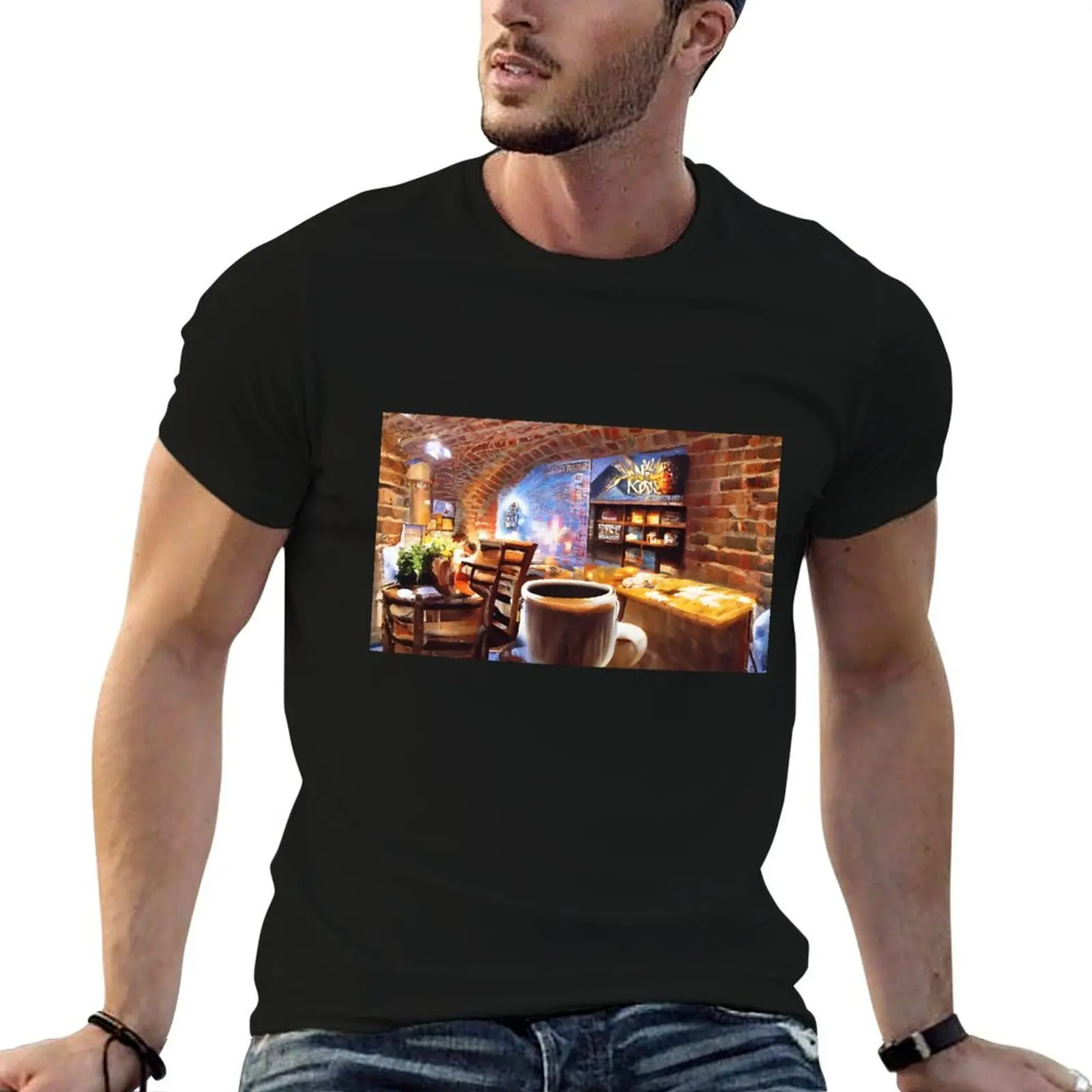 Coffee in an abstract brick café T-Shirt Quick Dry Outdoor Sports T-Shirt