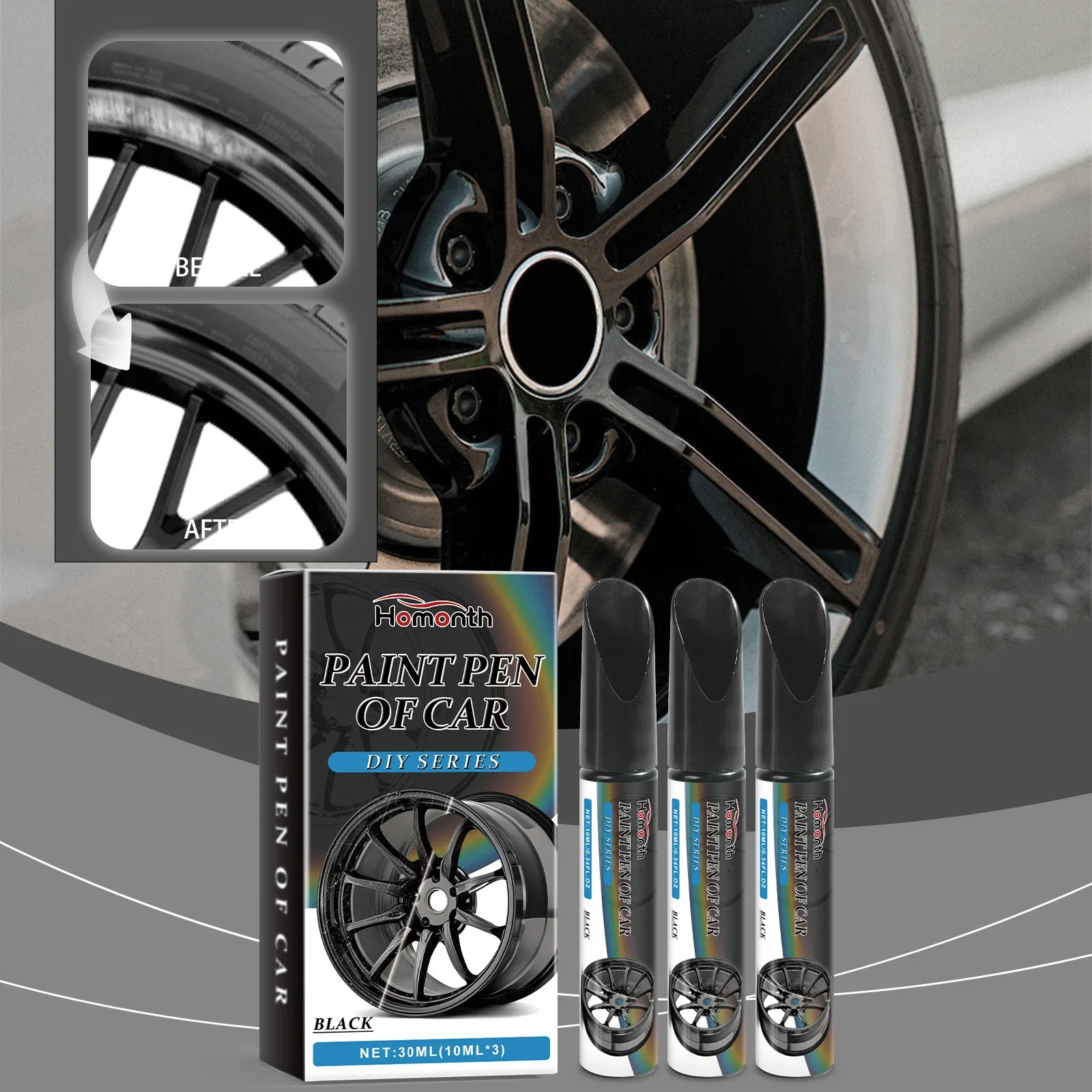 

Black Car Wheel Scratch Repair Pen Car Paint Scratch Dirt Removal Repair And Touch Up Pen