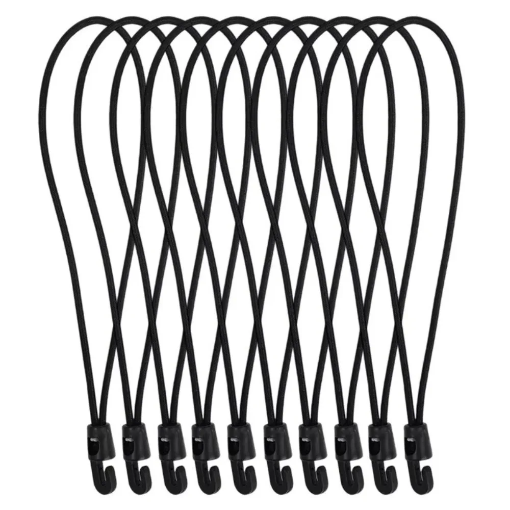 10Pcs New 10/15/25cm Bungee Cord with Hooks Black High Elasticity Expander Nylon Luggage Straps Rope Camping Tarpaulin