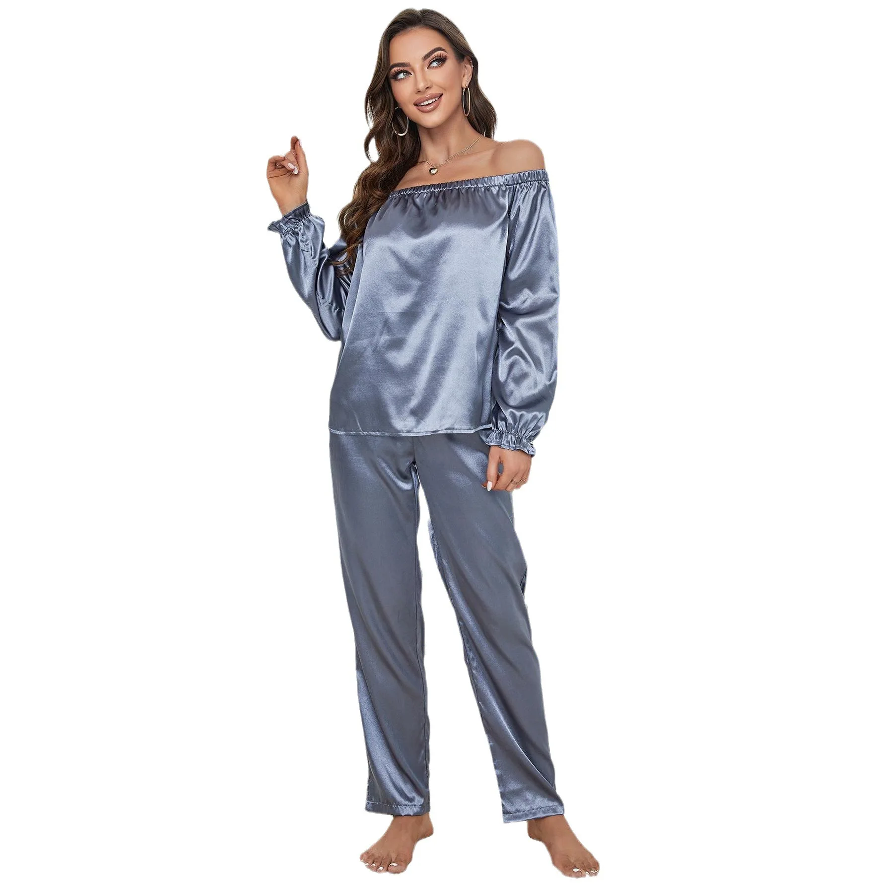 

Women's Sleepwear Autumn And Winter Sleeved Long Pants Two-Piece Home Outfit