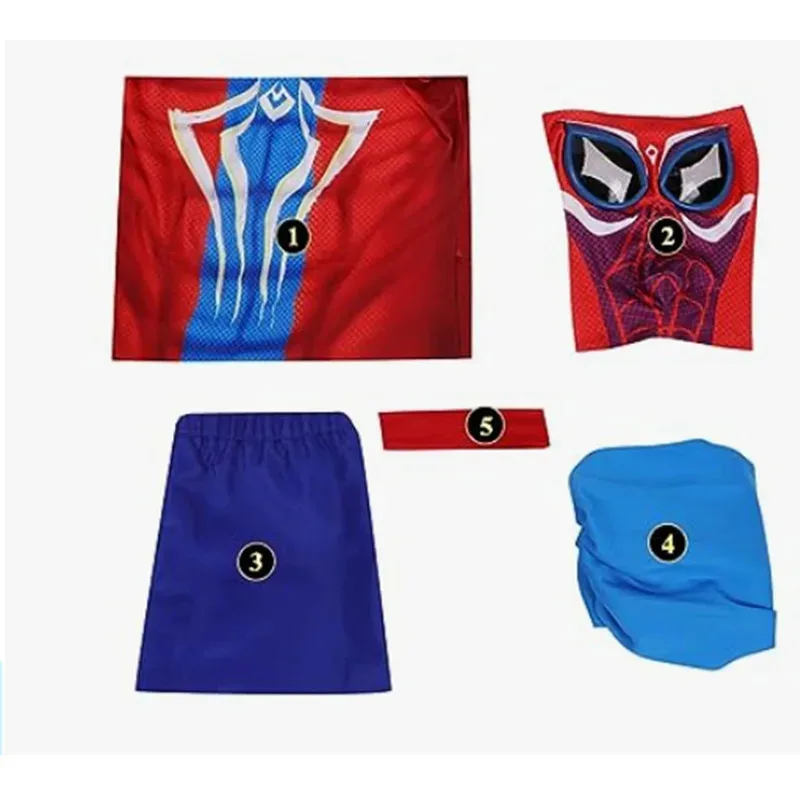 

25COSCosplay Costume Jumpsuit Spider India Pavitr Across The Spider Verse Bodysuit Superhero Mask Props Halloween Party