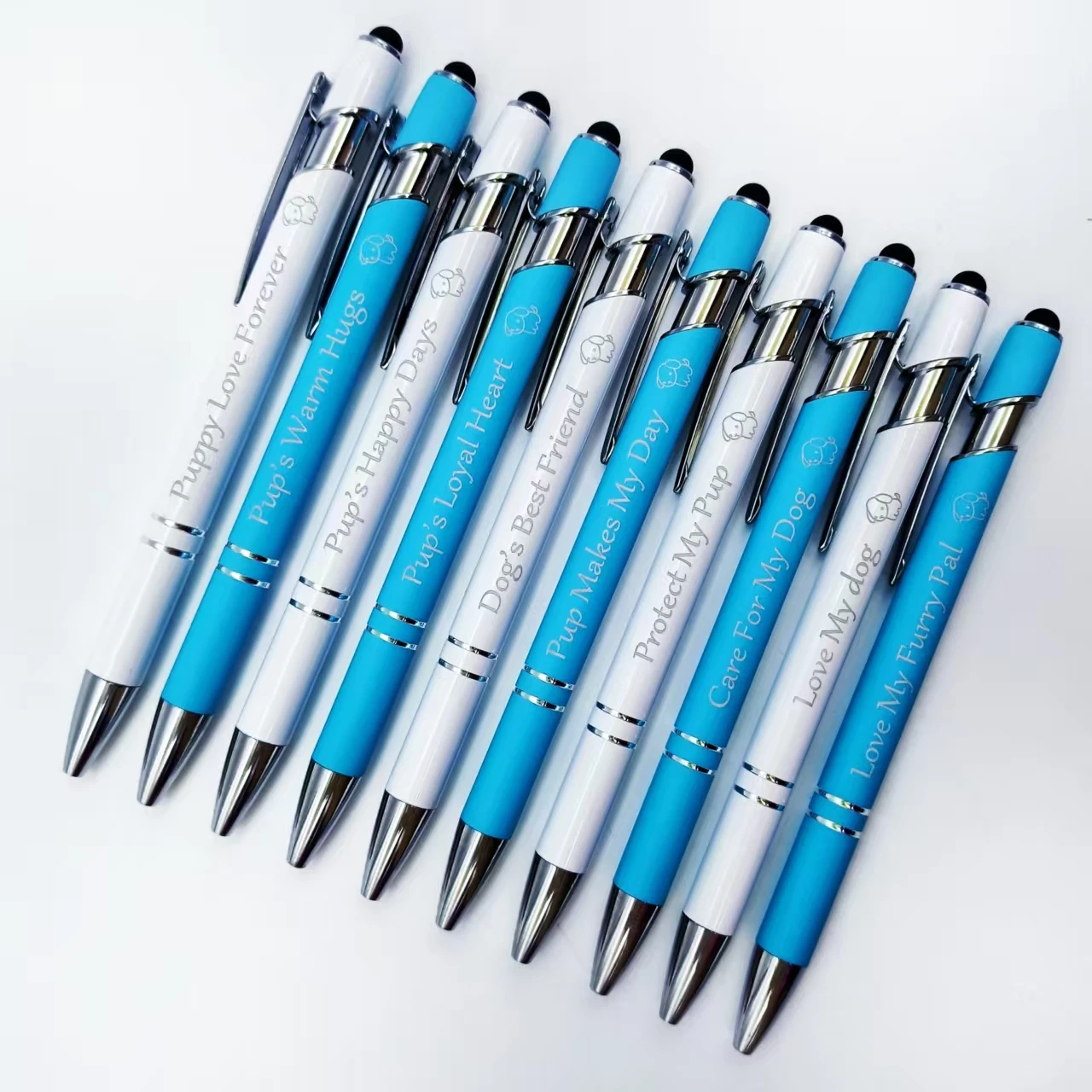 

8pcs/16pcs Caring for puppies phrase engraving pen with retractable ballpoint pen with puppy pattern for daily office stationery