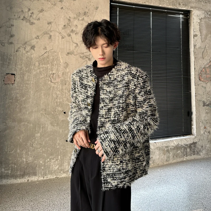

Мужское осенне-зимнее свободное повседневное пальто с подплечниками, твидовый воротник, стильное, молодежное, в корейском тренде
