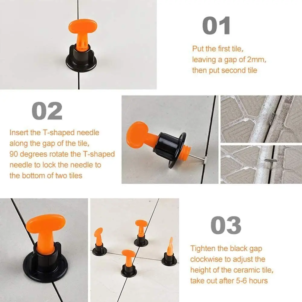 100PCS Tile Leveling System Reusable T Type Tile Leveler Spacer with 500x 2mm Tile Spacer,2x Wrenches Tile Installation Tool Kit