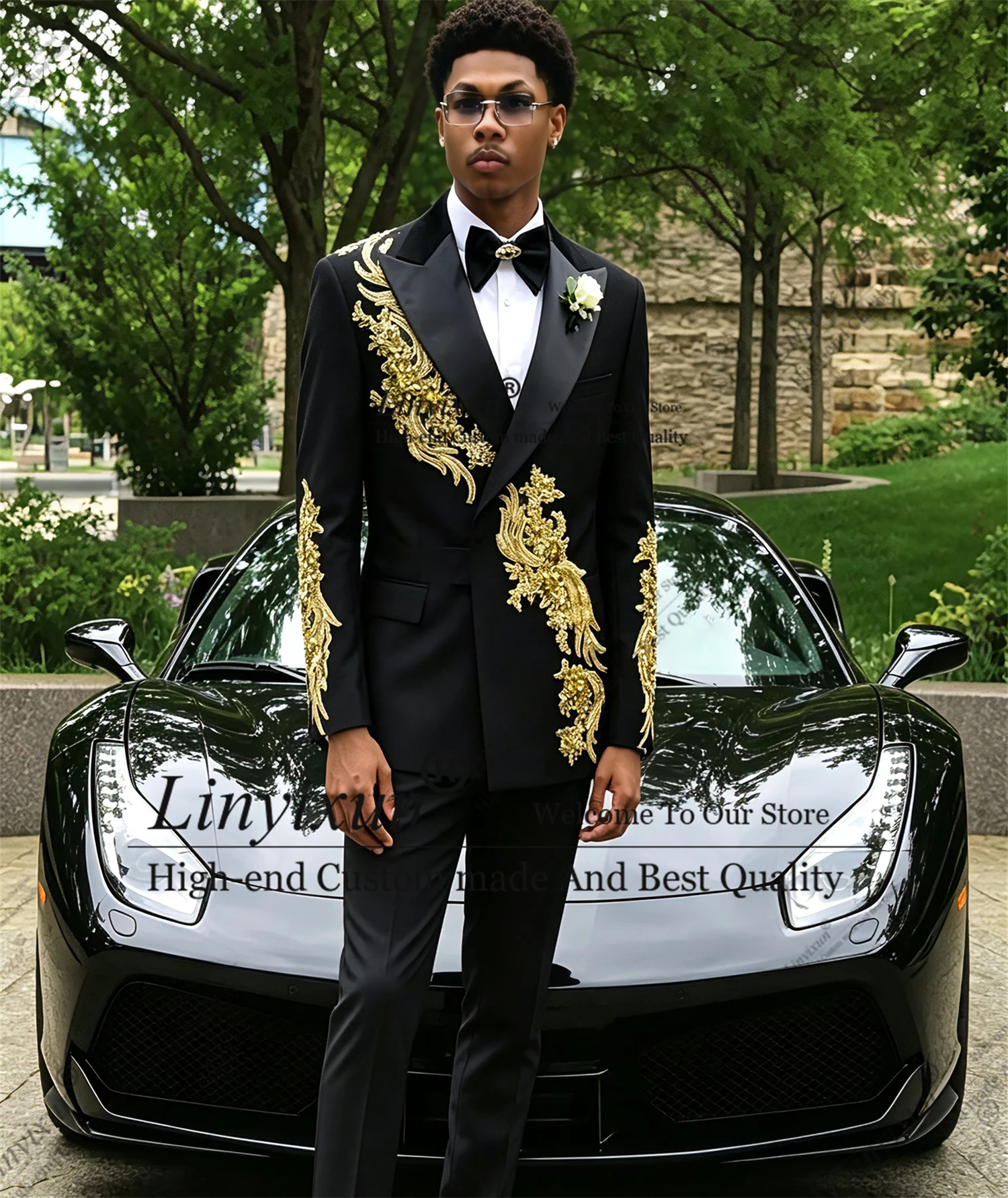 Customizable version Diamond Tuxedos Men Suit Customized 2 Pieces Groom Male Blazers Wedding Party ropa hombre Slim Man Clothes