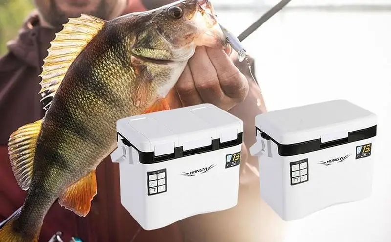 13L  Outdoor Fishing Cooler Bag Lightweight Insulated Bait Cooler Capacity Portable Fish Cooler Fishing Box Bait Bucket