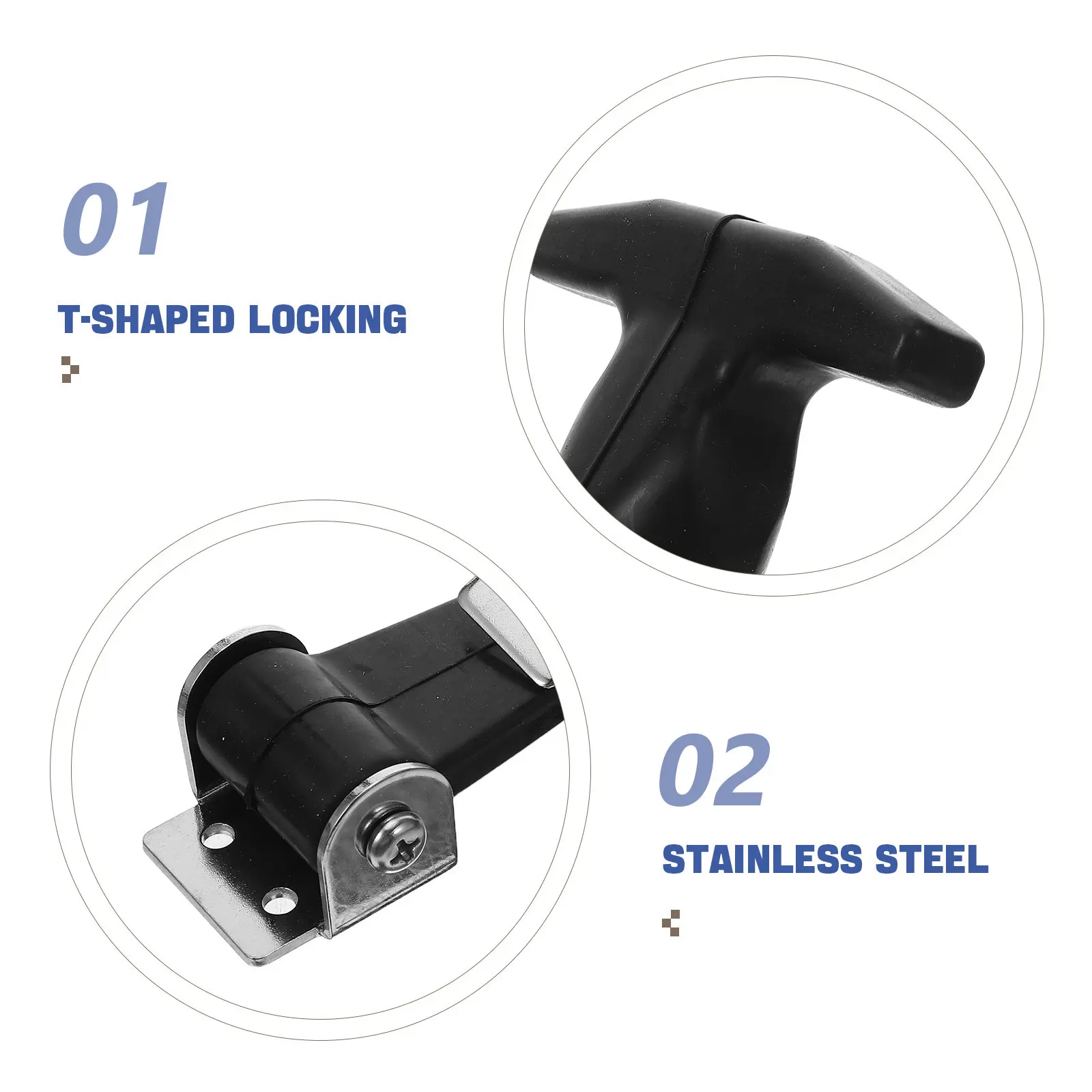 T Handle Latch Shock Absorption Rubber Cooler Latch Stainless Steel Flexible Hasp for Toolboxes Engine Hoods Vehicle Rvs