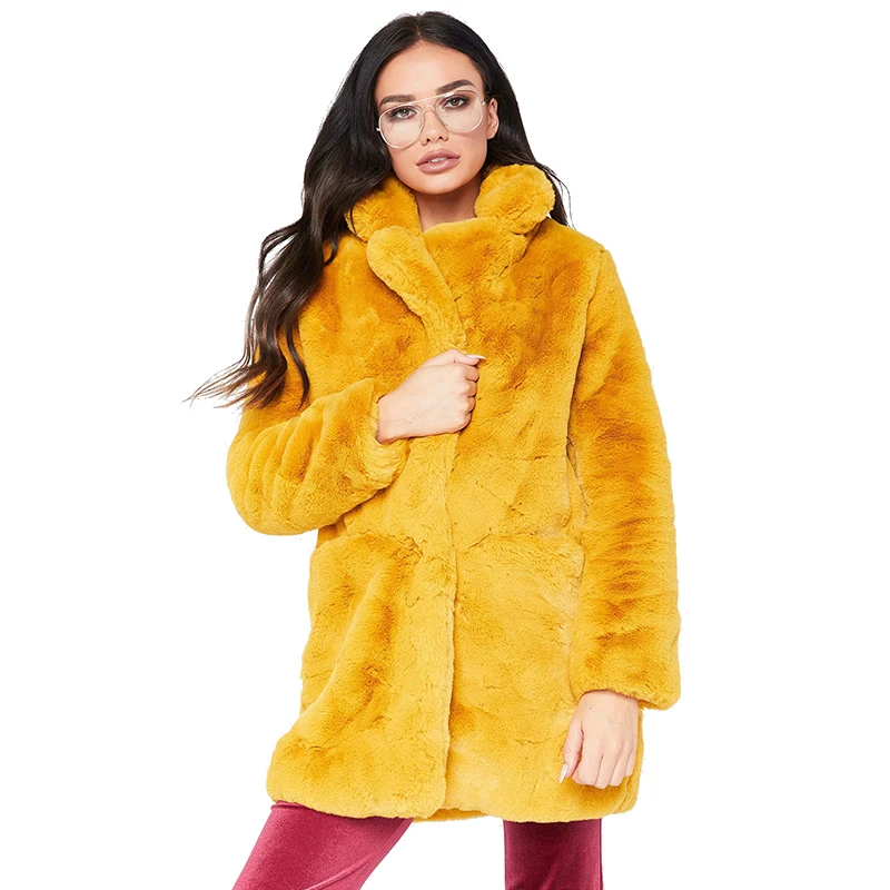 Manteau chaud en fausse fourrure de lapin pour femme, élégant, doux, en peluche, Long, vêtements d'extérieur décontractés, collection automne hiver 2022