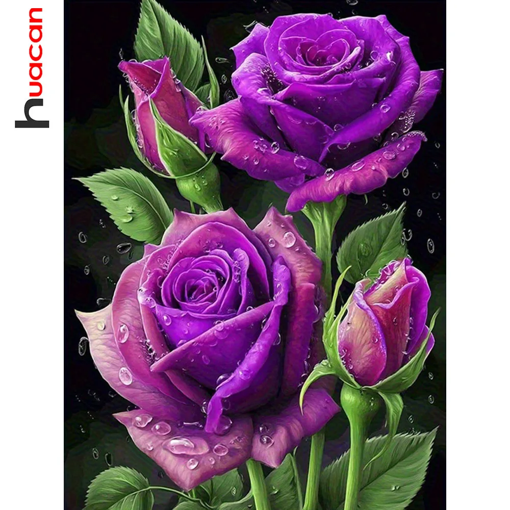 Huacan 5D Diamant-Mosaik Rose Vollrund Quadratisch DIY Stickerei Verkauf Strass-Bilder Handgemachtes Geschenk