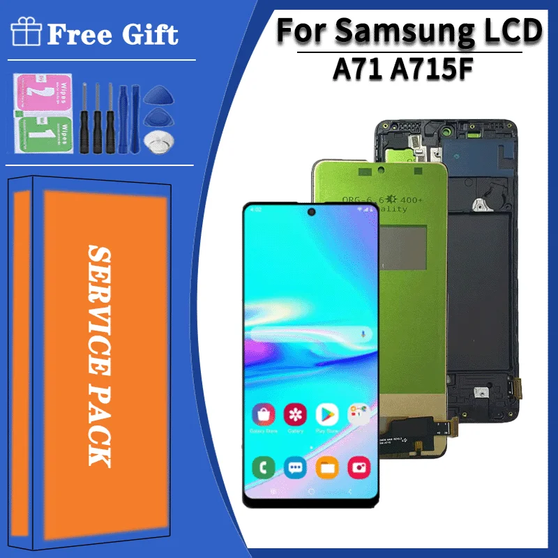 100% протестировано для Samsung A71 A715 A715F A715FD ЖК-дисплей, цифровой сенсорный экран с рамкой для Samsung A71 4G дисплей