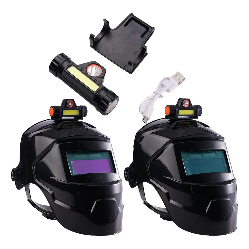 Automatisch abdunkelnde Schweißmaske mit Scheinwerfer, große Sichtfelder, Solar-Schweißhelm mit Sensoren, Schleifmaske für Lichtbogen-, WIG- und MIG-Schweißen – Detail 9