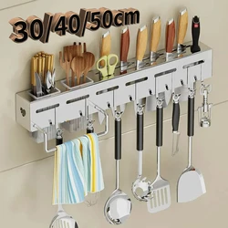 Hot Stainless Steel Kitchen Storage Rack Wall-mounted Multifunctional Storage Knife Rack with Multiple Brackets and Hooks