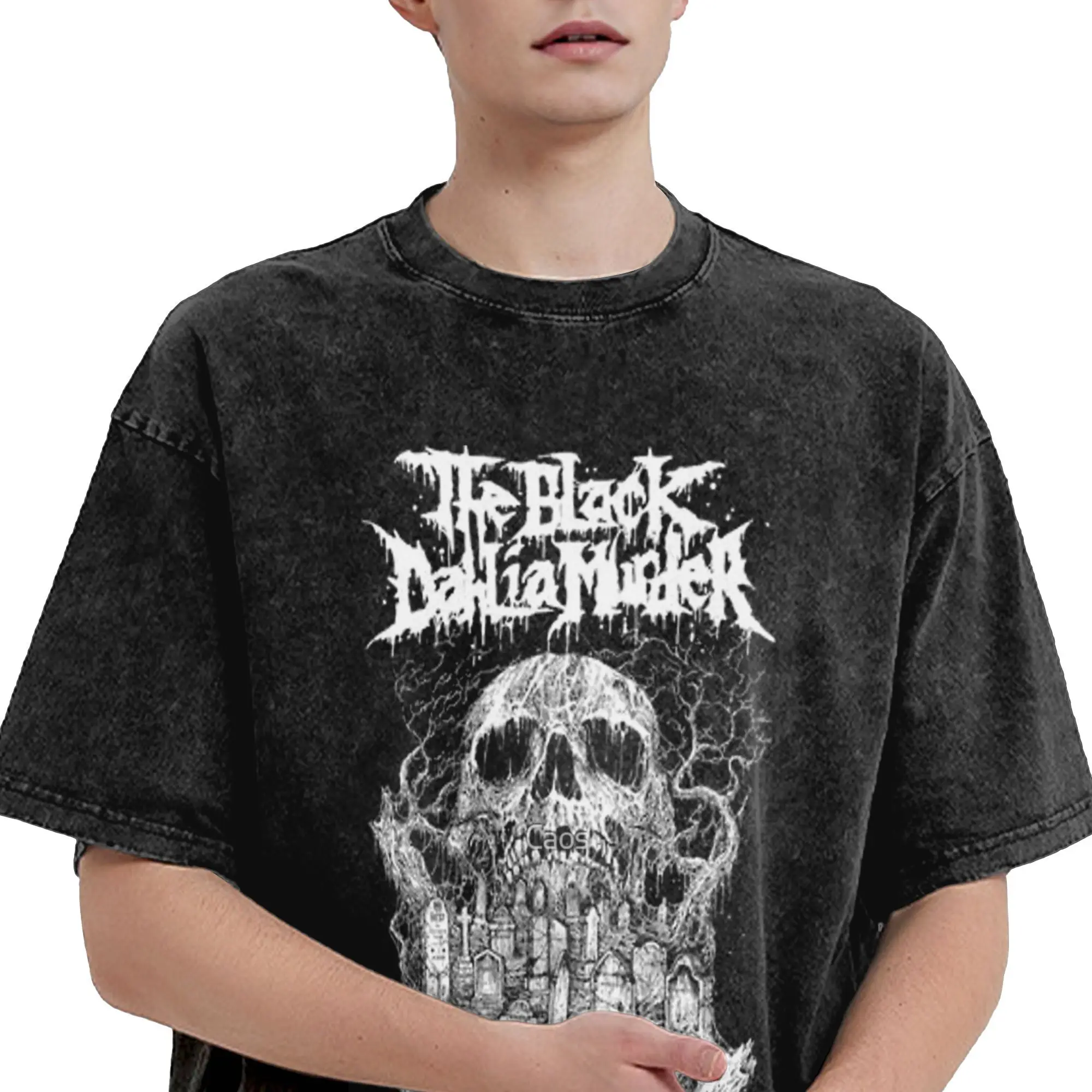 

Mens T-Shirt THE BLACK DAHLIA MURDER Band Washed T Shirts Harajuku Summer Tees Y2K Basic Loose Casual Tops Plus Size