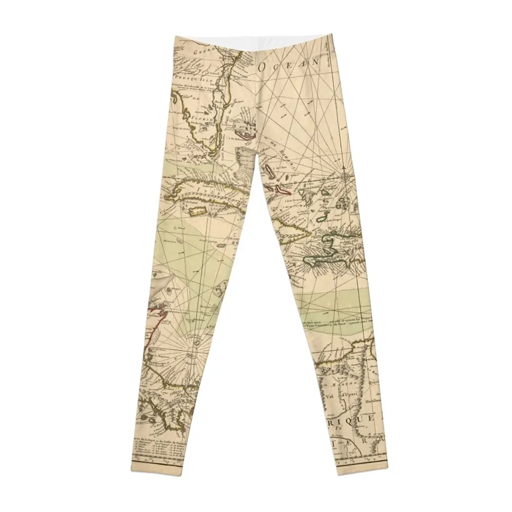 

Map of the Caribbean Area (1789) Leggings Women's push up gym wear Tight fitting woman sports woman gym Womens Leggings