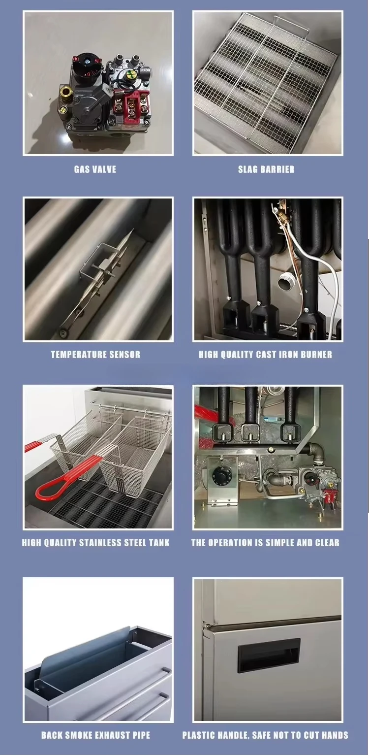 Fritadeira de aço inoxidável máquina de fritar de alta eficiência para cozinhas comerciais