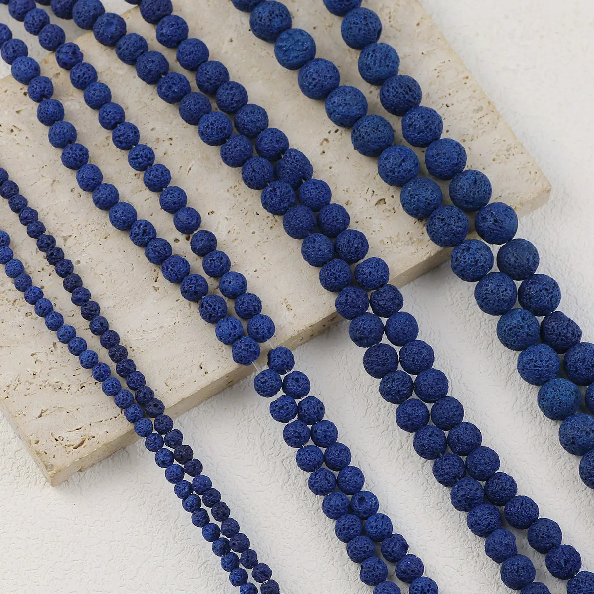 Natural Round Navy Blue Lava Stone Beads Loose Spacer Beads For Jewelry Making DIY Bracelets Necklaces Accessories 4/6/8/10/12mm