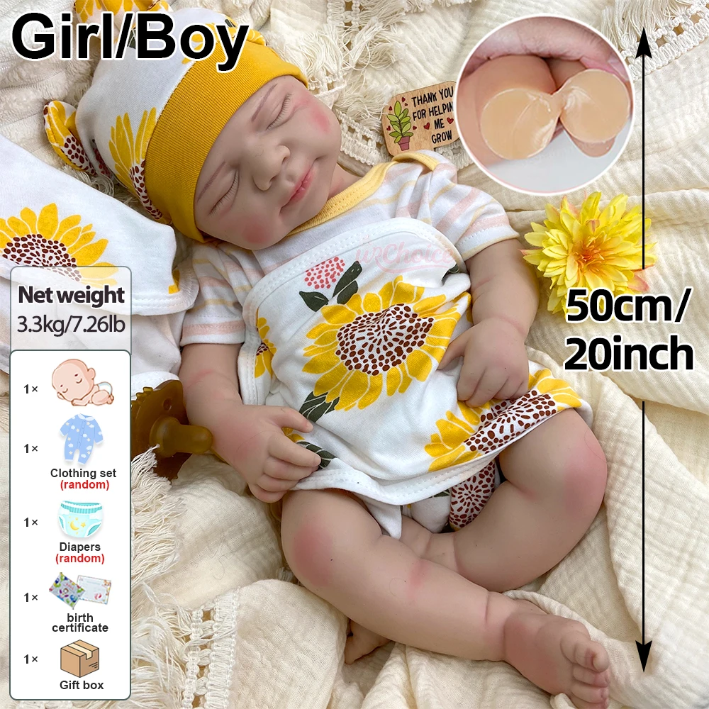 20Inch Open Mouth Pascale Full Soft Body Silicone Reborn Baby Lifelike Skin Veins Doll Anatomically Correct for Gift view 4