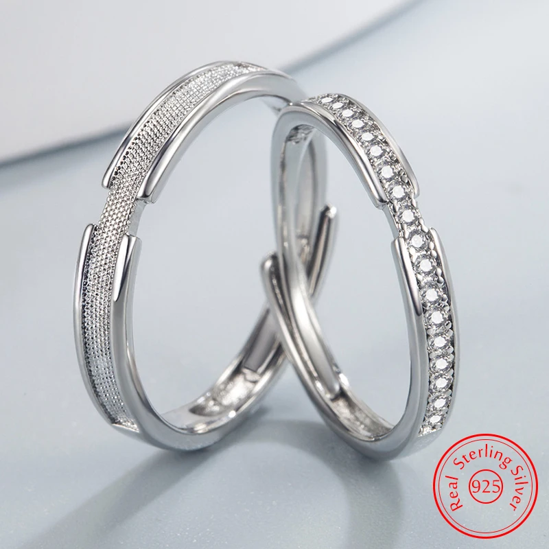 

High Quality Men's 925 Sterling Silver Jewelry Fashion Crystal Zircon Couple Ring For Woman XY0316