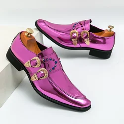 2023 Fashion Purple Dress Shoes for Men Women Wedding Shoes Pointed Toe Shiny Rhinestones Luxury Shoes Men Urban Shoes Footwear