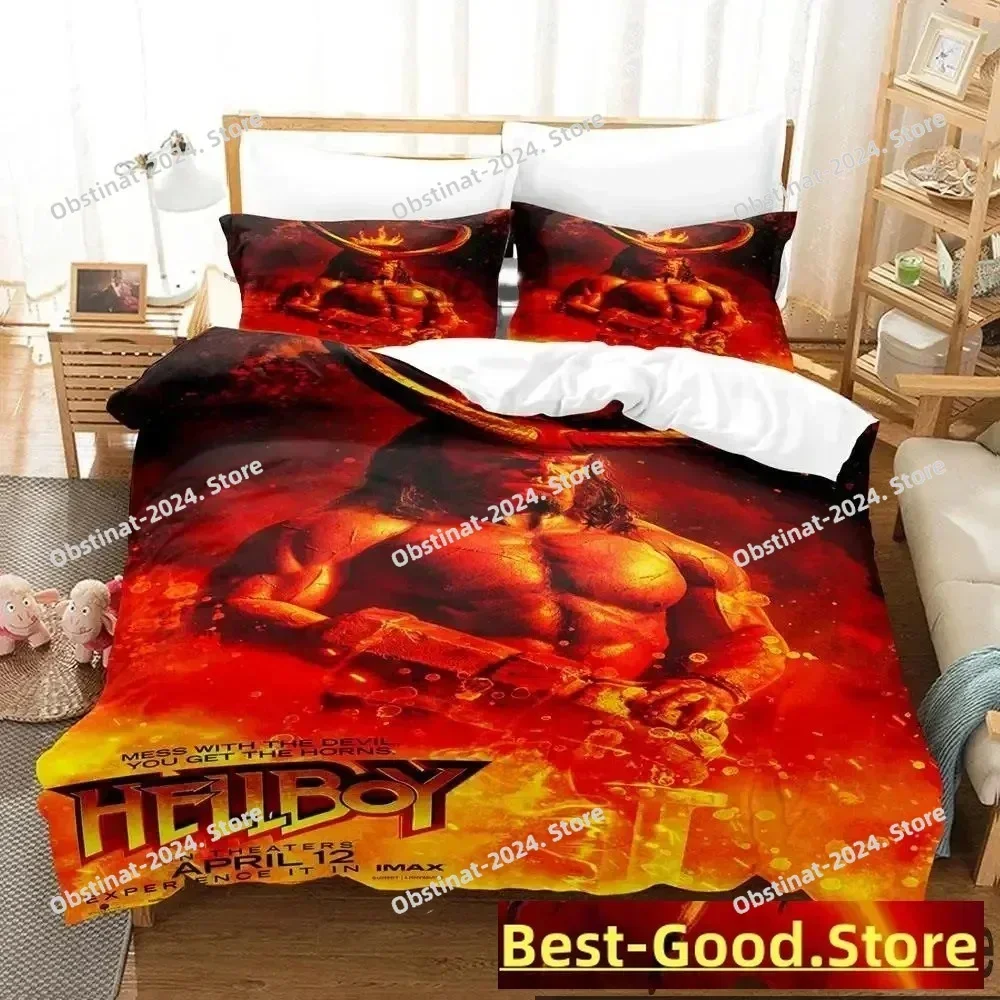 3D The Film Hellboy 3D Printing Comforter Bedding Set,Duvet Cover Bed Set Quilt Cover Pillowcase,King Queen Size Bedding Set Kid