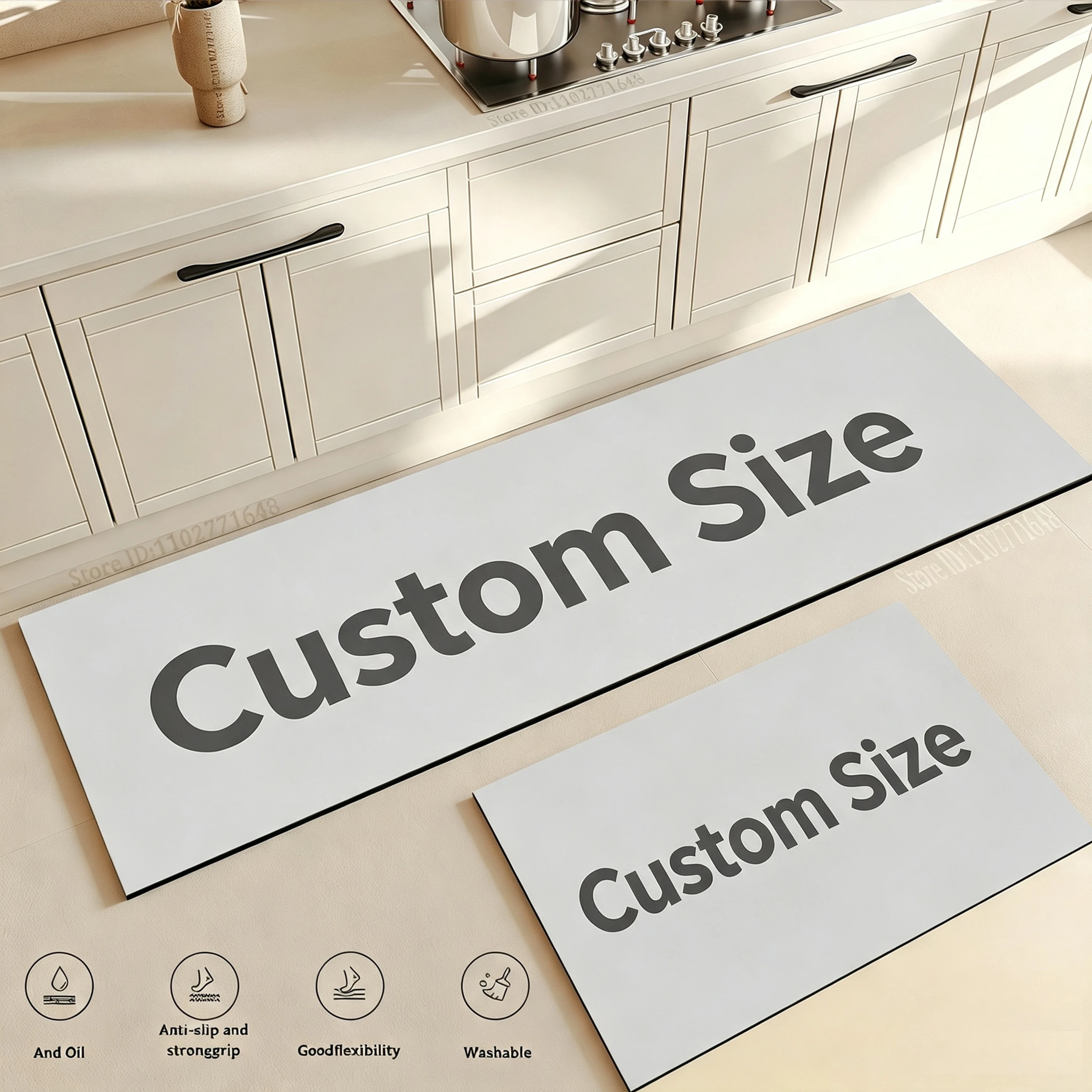Custom Absorbent Non-slip Floral Vintage Kitchen Long Floor Mat Washable Bedroom Corner Rug Entrance Doormat Waterproof Carpet