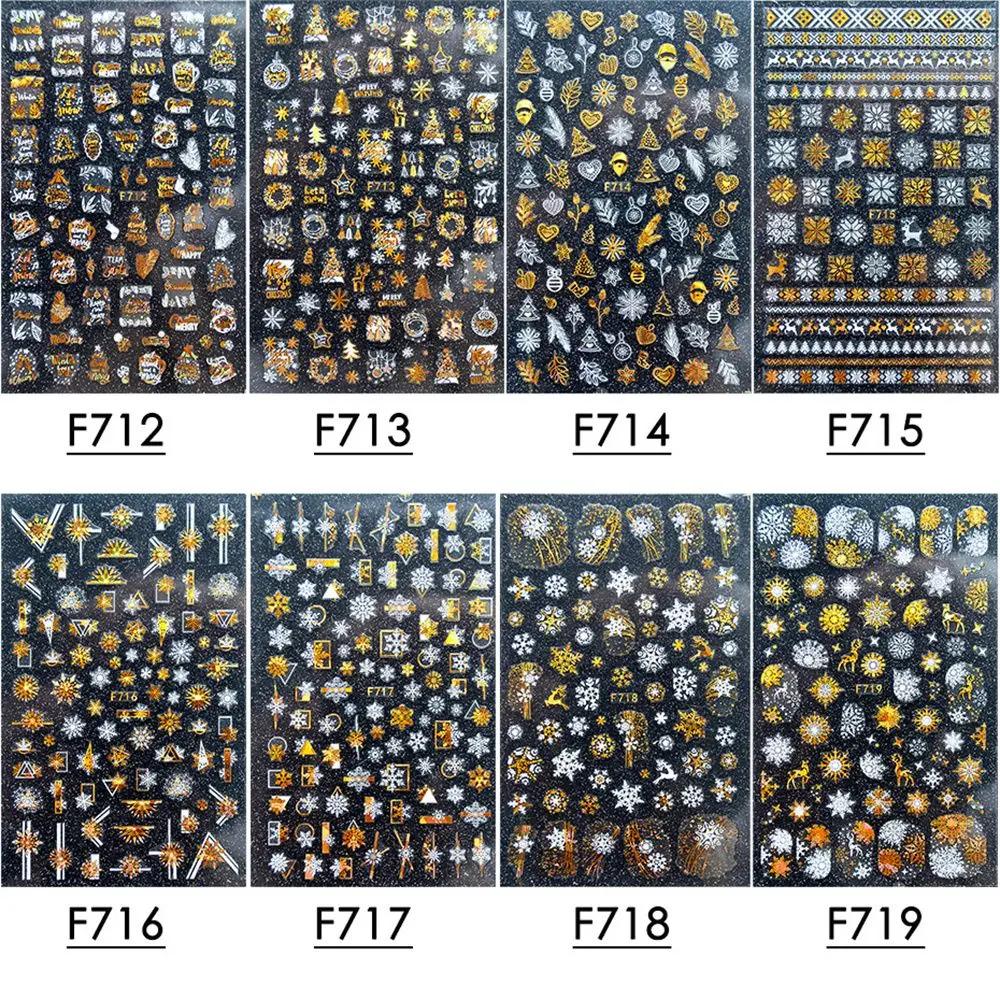 Decoraciones autoadhesivas para decoración de uñas, pegatina holográfica de copo de nieve para uñas, calcomanías para uñas DIY, pegatinas navideñas para uñas, pegatinas láser